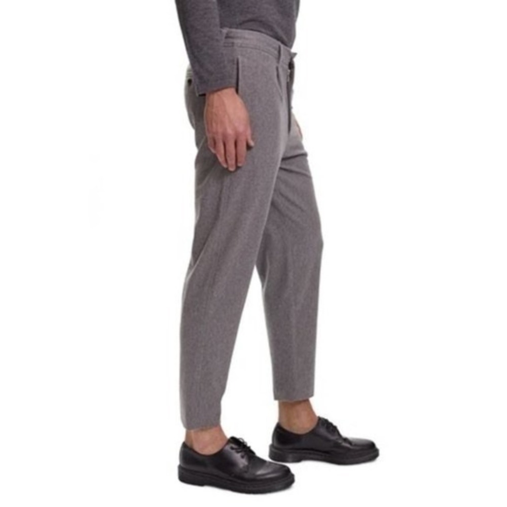 BLDWN Baldwin Sato Pleated Straight Leg Flannel Ankle Pants Light Grey Sz 31 NWT
